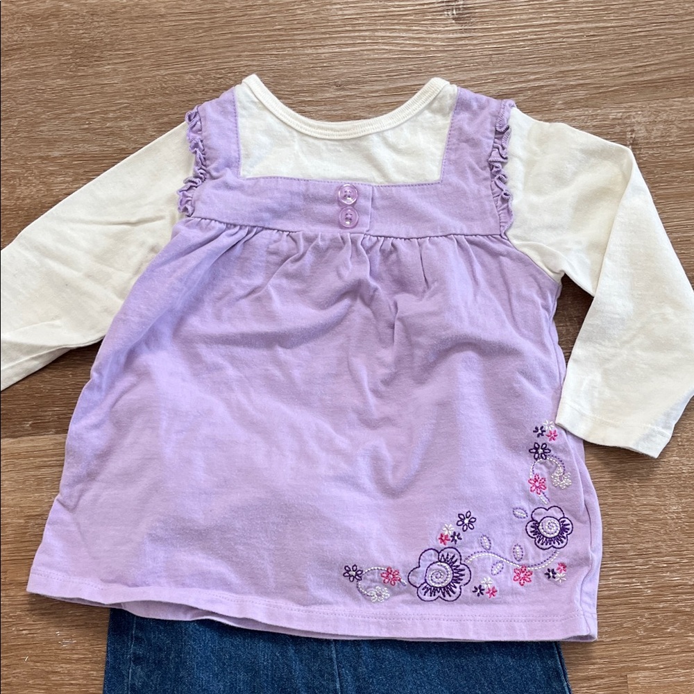 Lavender Floral Tunic with Embroidered Jeans - Picture 2 of 8